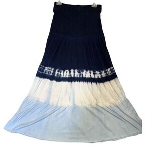 Michael‎ Stars Long Skirt Tie Dye Jersey Knit Pull On Hippie Boho Coastal Blue S
